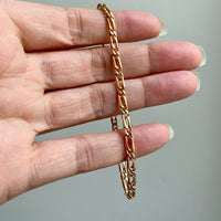 Portuguese Vintage 19.2 Karat Rose Gold Unique Oblong Curb Link Bracelet - 8 inch length