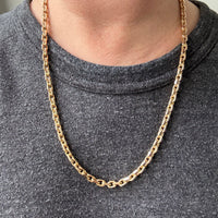 GOLD CHONK! 63g, 5mm width, Vintage Biker Link Necklace - Solid 14k gold- 23.7 inch length