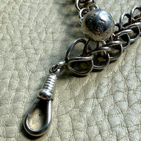 Danish Vintage Sterling Silver Open Foxtail Link Bracelet with Dog Clip - 9 inch adjustable length