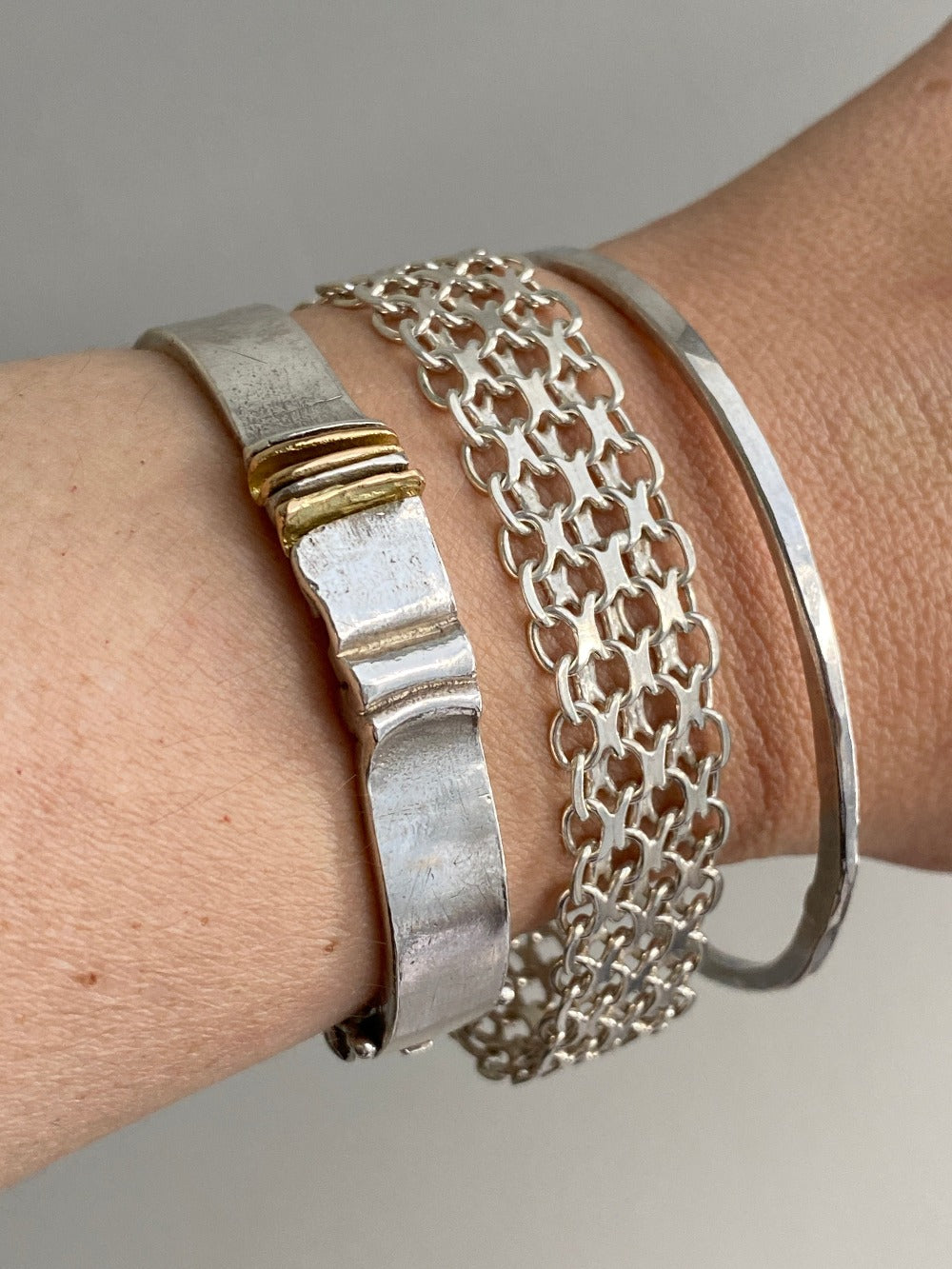 1969 Vintage Sterling Silver x link bracelet - 7.5 inch length