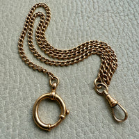 1899 Antique Swedish 18k Gold Curb Link Watch Chain Necklace - 15.8 inch length