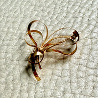 1954 Vintage Swedish 18k Gold Ribbon Brooch - 1.3 inch