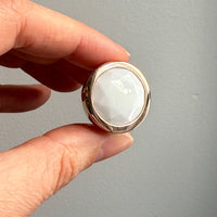 18k Gold Vintage Italian Cocktail Ring with Faceted White Stone - Size 7