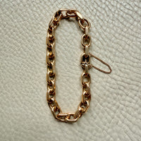 Wow! 1941 Swedish Vintage CHONK Biker Link Bracelet in 18k Gold- 7.3 inch interior circumference