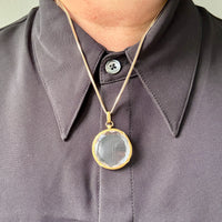 French Antique Glass Locket 18k Gold Bezel – 1.7 inch