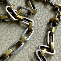 UNIQUE Chunky Sterling Silver with Alternating Gilt Links - Taxco Link Necklace - 24 inch length