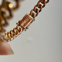 Vintage Hinged Rigid Curb Link Bangle Bracelet in Rosy 14k Gold - 6.75 inch interior