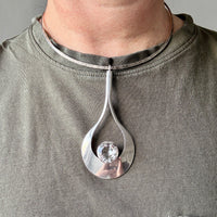 Contoured Hammer Textured Vintage Swedish Sterling Silver Neck Ring Choker - Signed Robbert - 16.2 inch interior circumference necklace