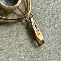 Swedish Vintage Rounded Triangle Pendant in 18k gold with Large Faceted Crystal Quartz Stone - Signed