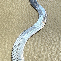Italian Sterling Silver Herringbone Chain Necklace – 18.5 Inch Length