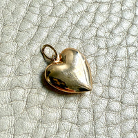 18k gold vintage charm or pendant - Puffy Heart 13.3mm width