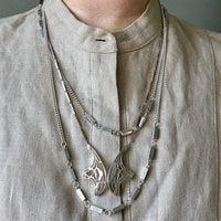 1984 Sterling Silver Butterfly Wing bar link Necklace BY ALTON - 24 inch length
