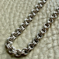 Vintage Silver Double Rolo Link Necklace – 16 Inch Length