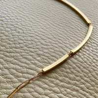 Geometric tubular handmade gold bar link necklace - 18k gold - Swedish 1960s era
