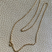 18k Gold Vintage Skinny Elongated Biker Link Chain Necklace - 22.5 inch length
