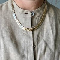 1971 Winged Brick Link Flat Lay Collar Necklace in 14k Gold - Finnish Vintage - 18 inch length