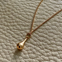18k gold vintage swedish gold droplet pendant on matching 15inch 18k gold curb chain