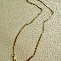 Antique Scandinavian 18k Gold Curb & Bar Link Watch Chain Necklace – 18.25 Inch Length