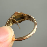 1847 Antique 18k Gold Mourning Ring with Secret Compartment – Size 7.5