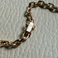 Vintage Danish Chunky Biker Link Necklace in 14k Gold - Signed BNH - 18.3 Inch length