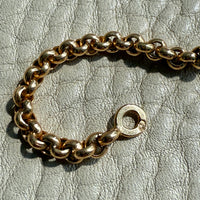 1950s era Vintage Graduated Width Rolo Link Necklace in 18k Gold - 17.75 inch length