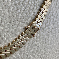 1971 Winged Brick Link Flat Lay Collar Necklace in 14k Gold - Finnish Vintage - 18 inch length