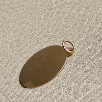 18k gold vintage charm or pendant - Etched Circle Medallion