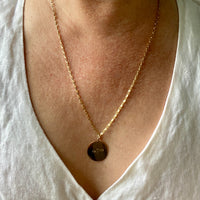 January 13, 1929 18k Gold Engraved Round Medallion Pendant for Necklace - Scandinavian Vintage
