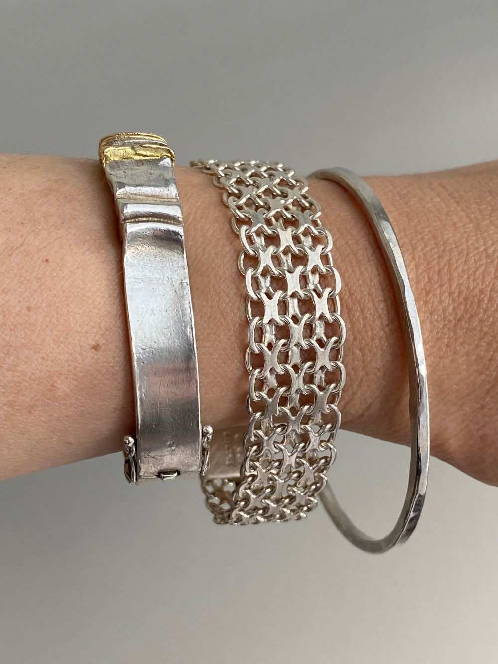 Hand Hammered Vintage Silver Bangle - Interior circumference 8.25 inches