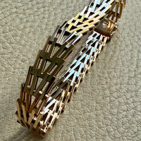 Vintage Scandinavian V Link Bracelet in 14k Gold Signed SV Glymerrs - 7.4 inch length