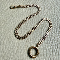 Antique 18k Gold Curb Link Watch Chain Necklace Extender with Large Bolt Clasp - 11 inch length