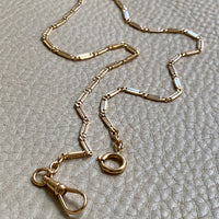 18k Gold Bar-Link Watch Chain Necklace with Dog Clip - 16.4 inch length