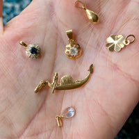 Vintage 18k gold with sapphire and diamond pendant or charm