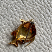 18k Gold Tropical Fish Brooch with Enamel Detail and Ruby Eye