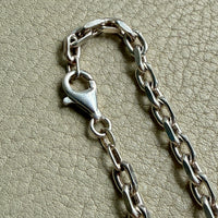 Sterling Silver Biker Link Chain Necklace - 23.6 inch length
