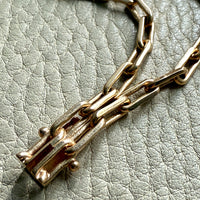 1977 Double Biker Chain Bracelet with Elongated Links - Vintage 18k Gold - 7.4 inch length