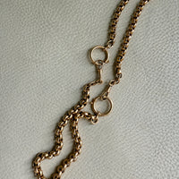 Antique 18k Gold Rolo Link Watch chain Necklace Setup with Large Bolt clasps - 21.75 inch total length
