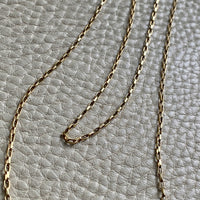 18k Gold Vintage Skinny Elongated Biker Link Chain Necklace - 22.5 inch length
