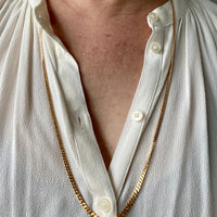 18k gold handmade vintage Swedish graduated curb link necklace - Stunning LONG 30 inch length - made 1957-1963