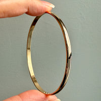 1975 Swedish Vintage 18k Gold Circular Solid Bangle - 7.8 inch interior circumference