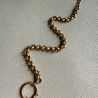 Antique 18k Gold Rolo Link Watch chain Necklace Setup with Large Bolt clasps - 21.75 inch total length