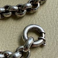 MEGA ROLO!! Heavy 228 gram Silver Rolo Link Necklace with Large Bolt Clasp - 17.5 inch length