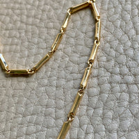 Vintage Italian 18k Gold Tubular Bar Link Necklace - 16.5 inch length