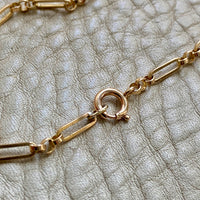 18k Gold Vintage Trombone Link Necklace - 32.3 inch length