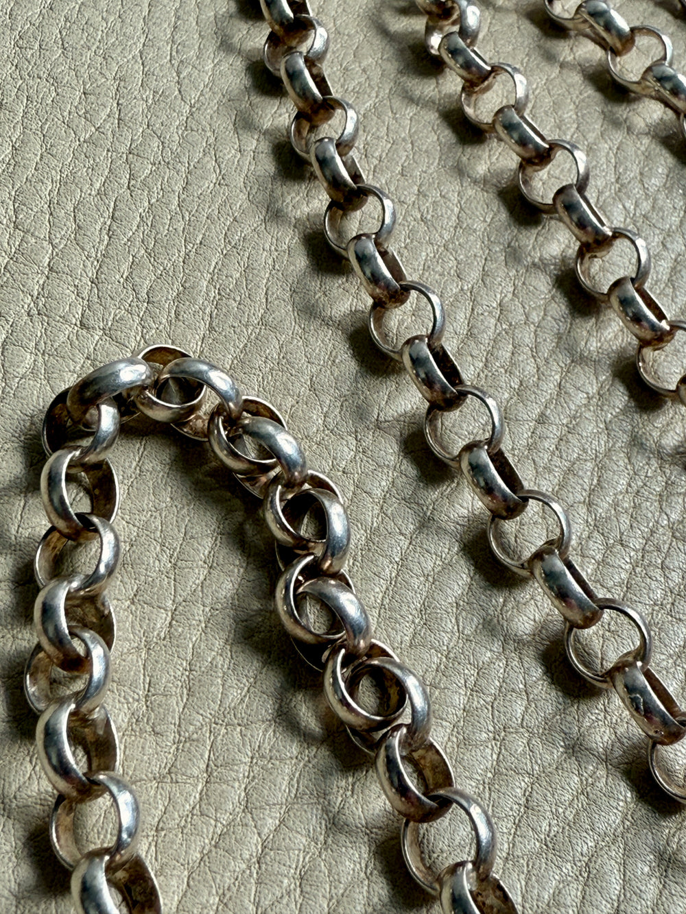 Extra Long Chubby Vintage Rolo Link Necklace in Sterling Silver - 54 inch length