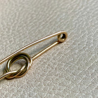 Vintage 18k Gold Knot Safety Pin Brooch or Chain Extender