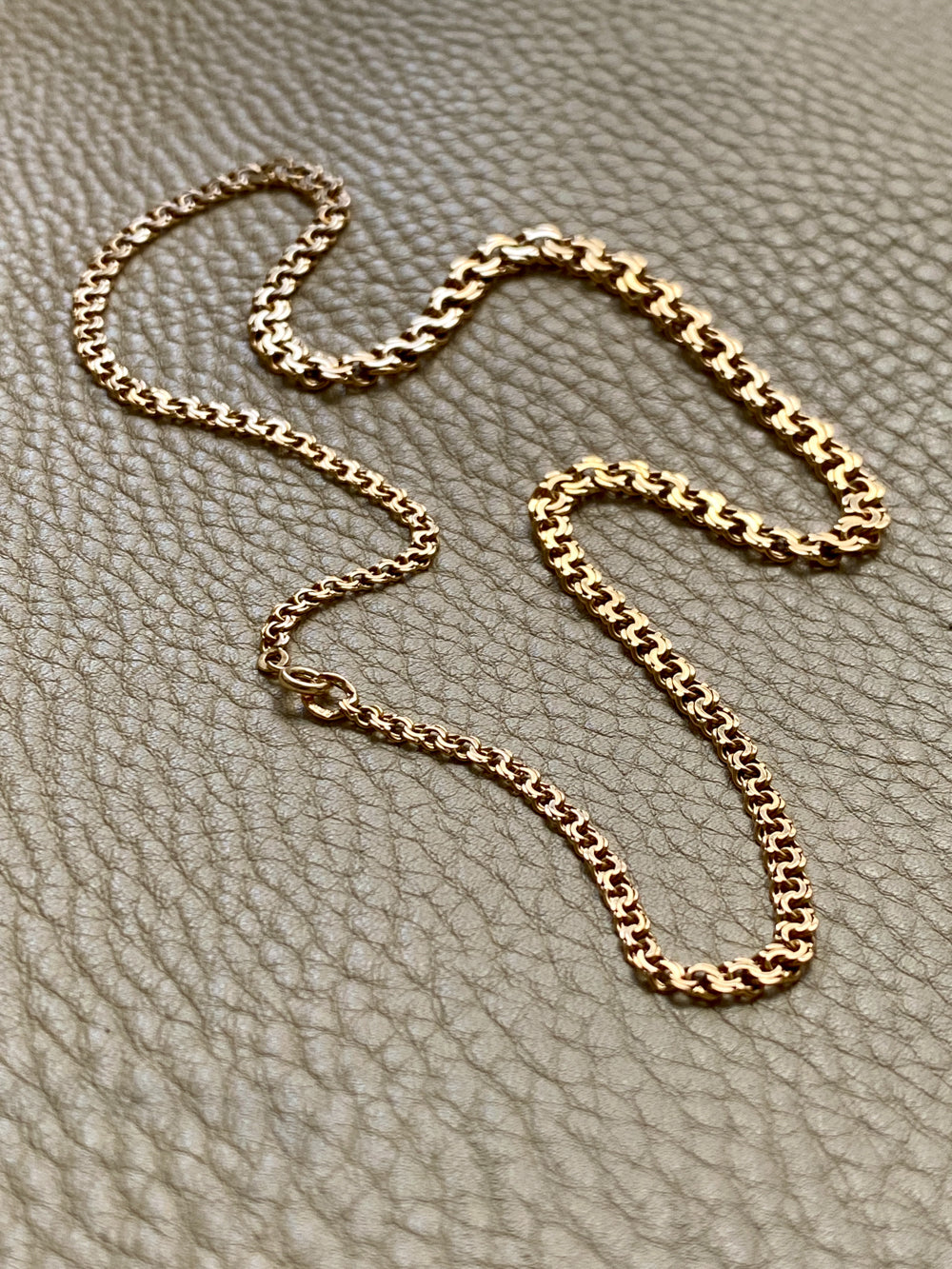 Vintage 1950s Double-link necklace - Solid 18k gold - 18 inch
