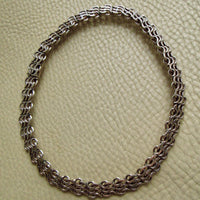 1963 Vintage Swedish Silver Crescent Link Collar Necklace – 16 inch Length
