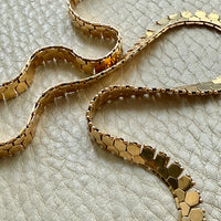 Vintage Italian Hexagon Mirror Link Chain Necklace 18k Gold – 16.75 Inch Length