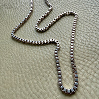 Chunky Vintage Box Chain Necklace in 835 Silver – 23.75 Inch Length